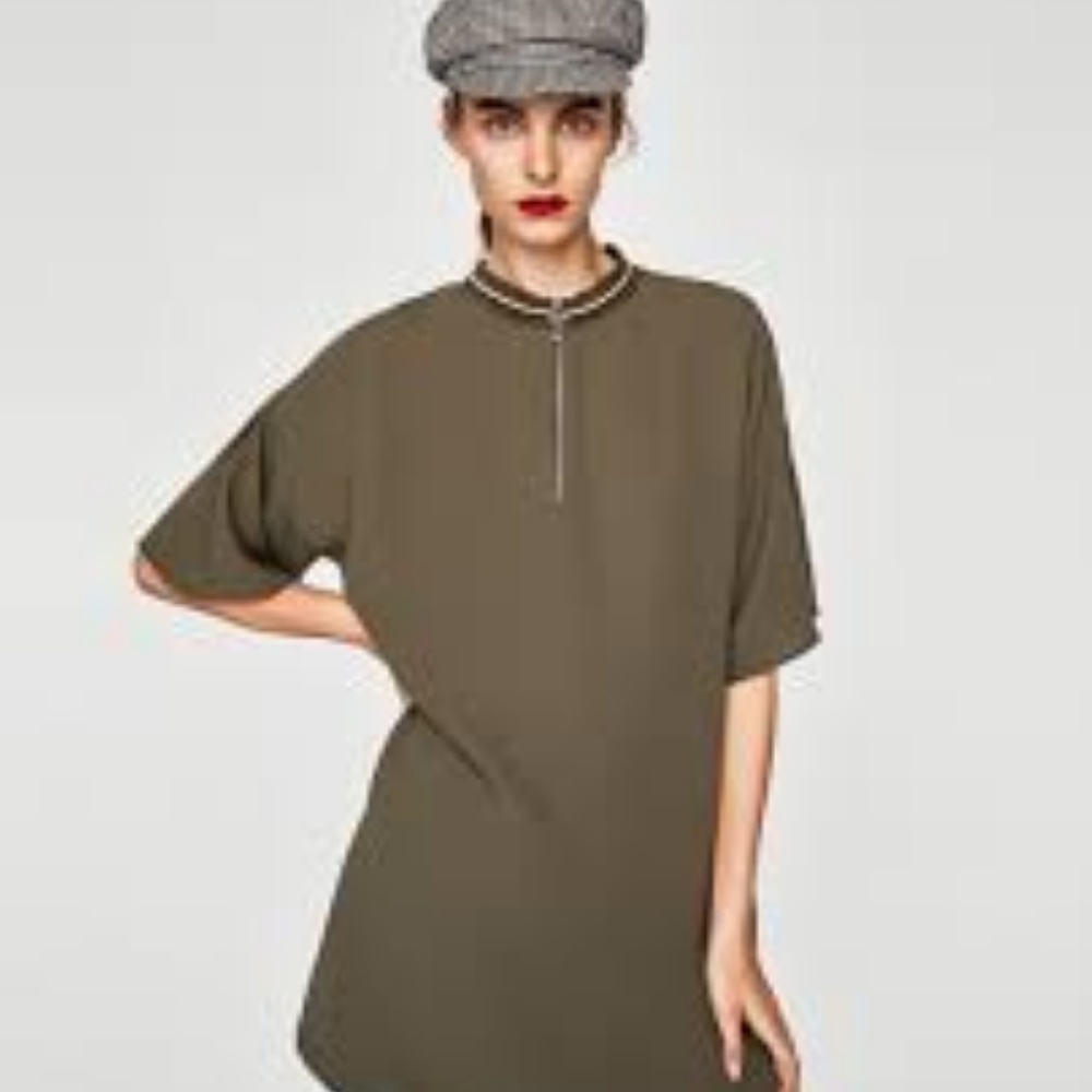 ZARA- DRESS WITH RIBBED NECKLINE